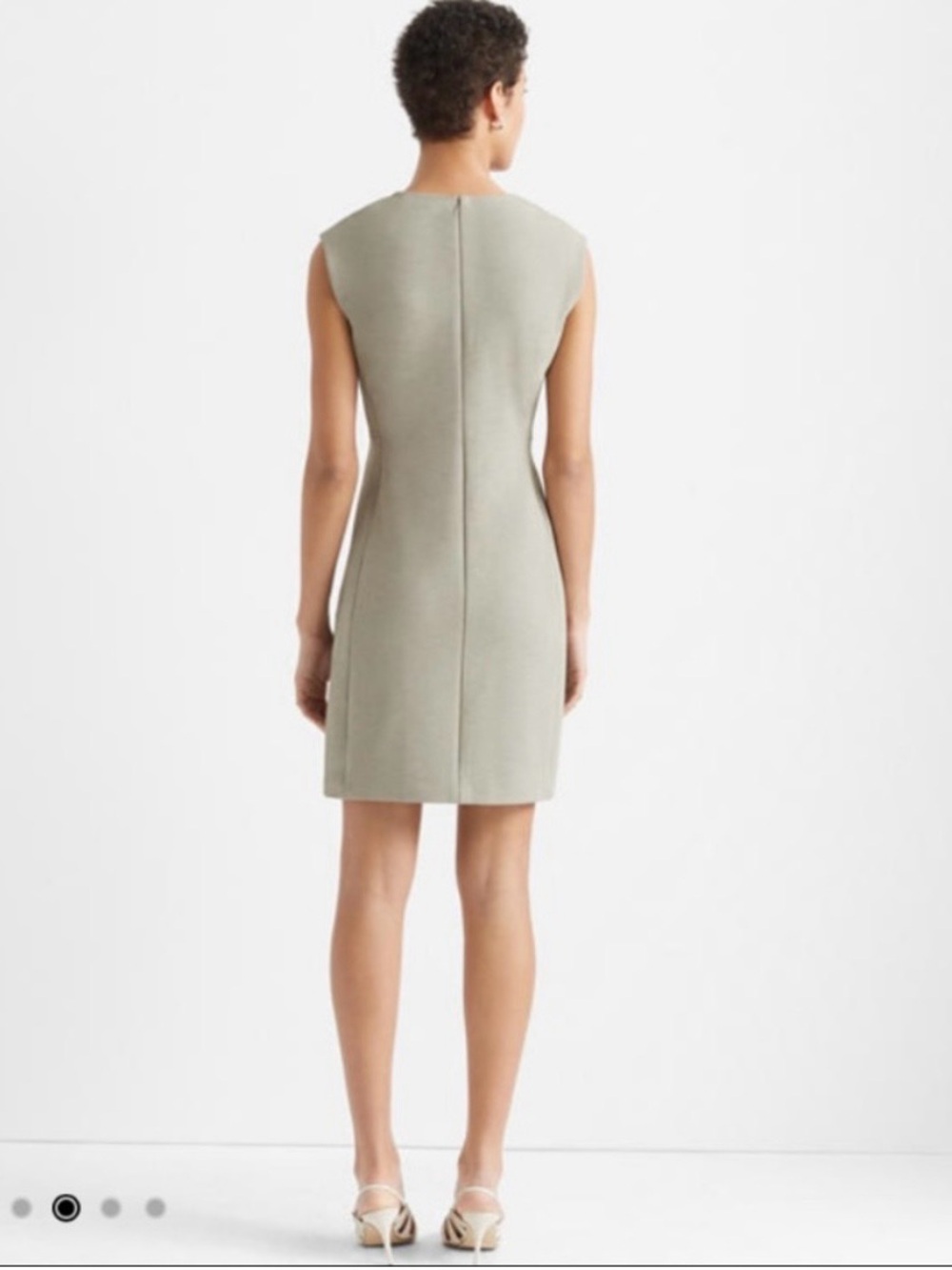 Club Monaco Sleeveless Mini Dress Khaki Olive Crewneck Mod A-Line Shift - Picture 12 of 12